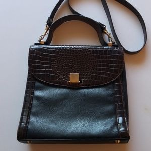 BAGS BY MARLO FAUX ALLIGATOR SKIN BLACK CROSSBODY